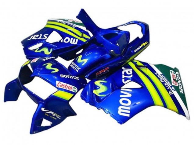 Descuento Carenados Moto Honda VFR 800 1998-2001 - Azul Verde Blanco MoviStar Castrol HRC Negro Prince