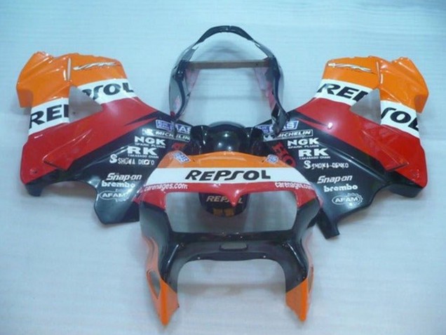 Descuento Carenados Moto Honda VFR 800 1998-2001 - Naranja Blanco Rojo Negro Repsol
