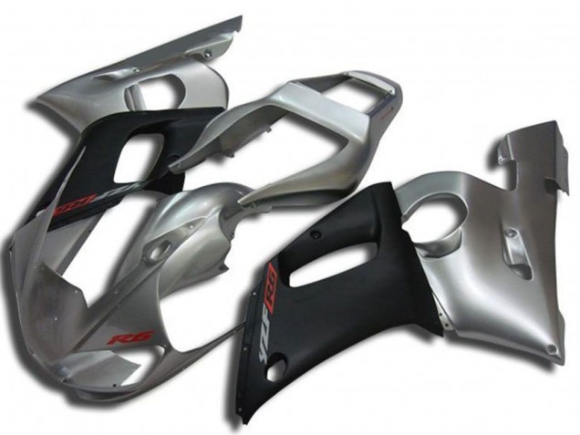 Descuento Carenados Moto Yamaha YZF R6 1998-2002 - Plata Negro Mate Rojo Calcomanía