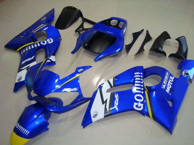 Descuento Carenados Moto Yamaha YZF R6 1998-2002 - Azul Blanco Amarillo Go Motul