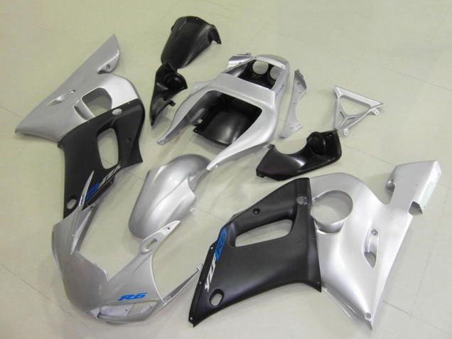 Descuento Carenados Moto Yamaha YZF R6 1998-2002 - Plata Negro Mate Azul Calcomanía