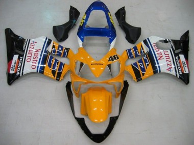Descuento Carenados Moto Honda CBR600 F4i 2001-2003 - Amarillo Blanco Azul Negro Brillante Nastro Azzurro