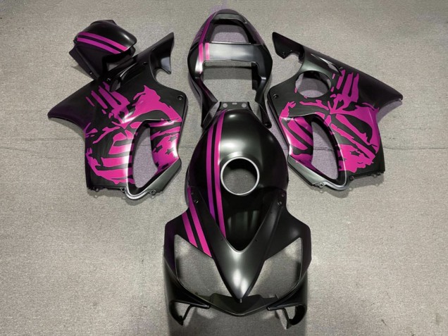 Descuento Carenados Moto Honda CBR600 F4i 2001-2003 - Rosa Negro Mate Cráneo