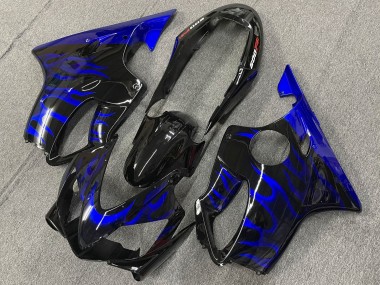 Descuento Carenados Moto Honda CBR600 F4i 2004-2007 - Negro Brillante Azul Llama