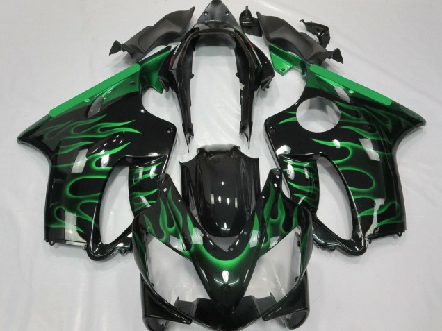 Descuento Carenados Moto Honda CBR600 F4i 2004-2007 - Negro Brillante Verde Llama