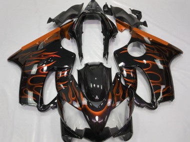 Descuento Carenados Moto Honda CBR600 F4i 2004-2007 - Negro Brillante Naranja Llama
