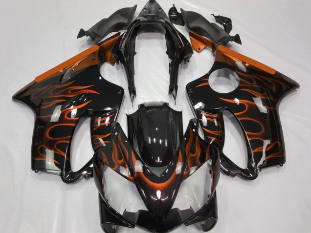 Descuento Carenados Moto Honda CBR600 F4i 2004-2007 - Negro Brillante Naranja Llama