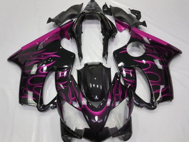 Descuento Carenados Moto Honda CBR600 F4i 2004-2007 - Negro Brillante Rosa Llama