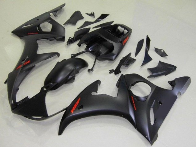 Descuento Carenados Moto Yamaha YZF R6 2003-2004 - Negro Mate Rojo Calcomanías