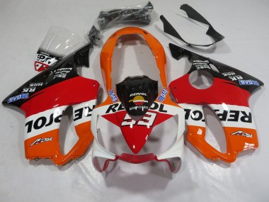 Descuento Carenados Moto Honda CBR600 F4i 2004-2007 - Naranja Blanco Rojo Negro Brillante Repsol 93