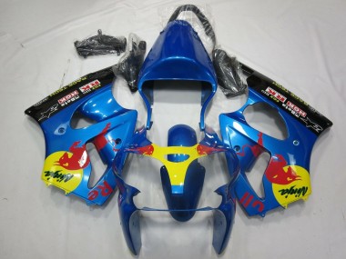 Descuento Carenados Moto Kawasaki ZX6R 2000-2002 - Azul Amarillo Negro Rojo Bull