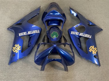 Descuento Carenados Moto Kawasaki ZX6R 2003-2004 - Azul Verde Oro Blanco Fighting Irish