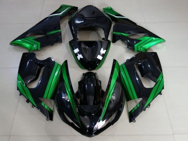 Descuento Carenados Moto Kawasaki ZX6R 2005-2006 - Verde Blanco Negro Brillante