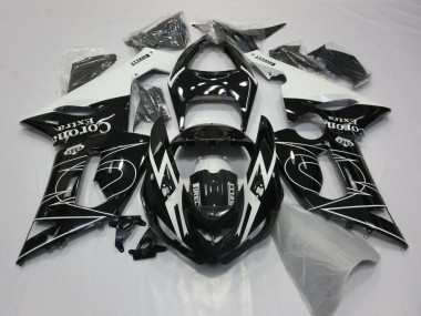 Descuento Carenados Moto Kawasaki ZX6R 2005-2006 - Negro Brillante Blanco Corona Extra Tribal