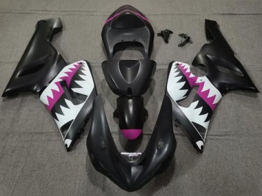 Descuento Carenados Moto Kawasaki ZX6R 2005-2006 - Negro Mate Blanco Rosa Tiburón