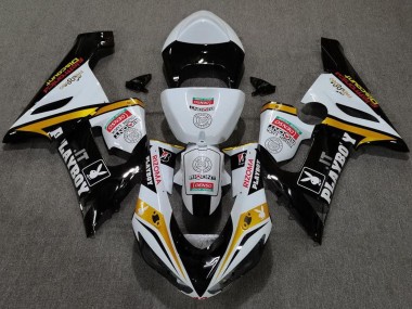 Descuento Carenados Moto Kawasaki ZX6R 2005-2006 - Blanco Negro Oro Rojo Rizoma Playboy