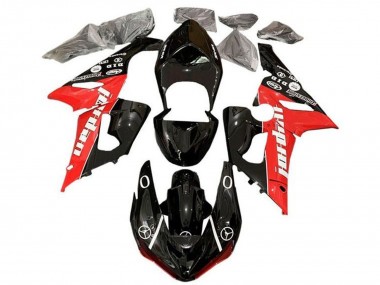 Descuento Carenados Moto Kawasaki ZX6R 2005-2006 - Negro Brillante Rojo Blanco Jordan