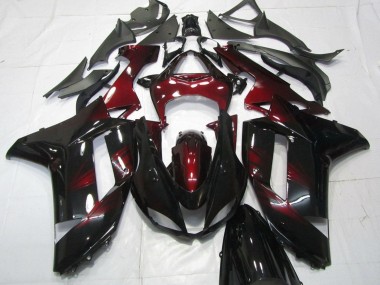 Descuento Carenados Moto Kawasaki ZX6R 2007-2008 - Negro Rojo Oscuro