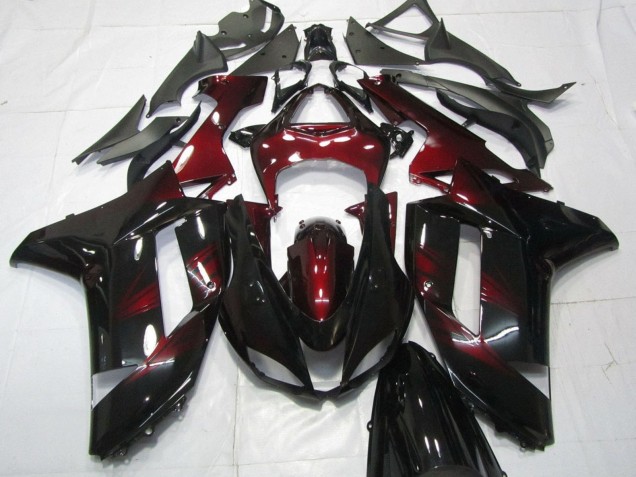Descuento Carenados Moto Kawasaki ZX6R 2007-2008 - Negro Rojo Oscuro