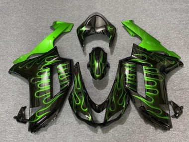 Descuento Carenados Moto Kawasaki ZX6R 2007-2008 - Negro Verde Llama