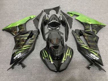 Descuento Carenados Moto Kawasaki ZX6R 2007-2008 - Negro Verde Claro Llama