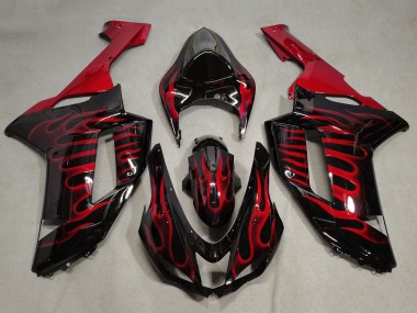 Descuento Carenados Moto Kawasaki ZX6R 2007-2008 - Negro Rojo Llama