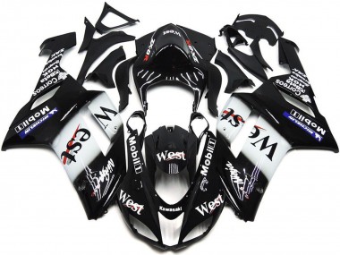 Descuento Carenados Moto Kawasaki ZX6R 2007-2008 - Negro Blanco West Mobil