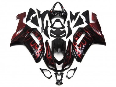 Descuento Carenados Moto Kawasaki ZX6R 2007-2008 - Negro Blanco Rojo Llama
