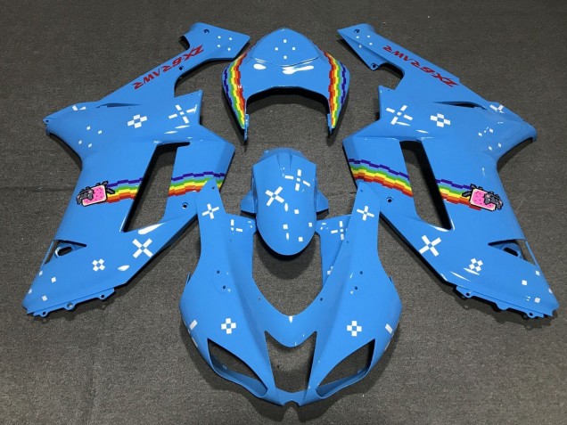 Descuento Carenados Moto Kawasaki ZX6R 2007-2008 - Azul Claro Arcoíris
