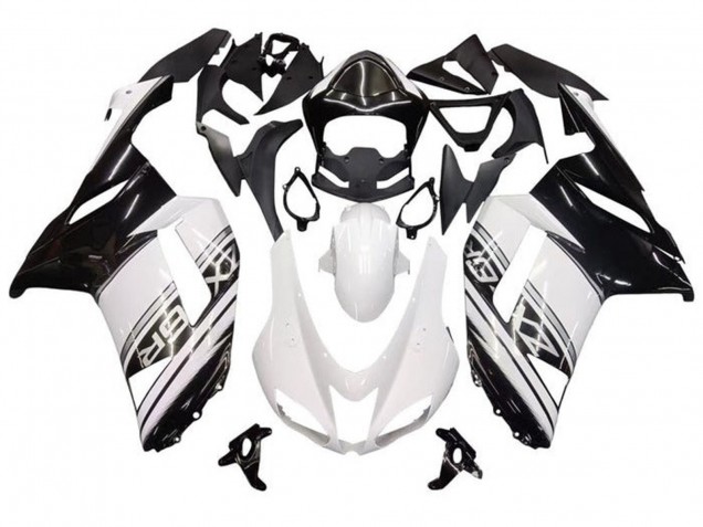 Descuento Carenados Moto Kawasaki ZX6R 2007-2008 - Blanco Negro Plata Raya