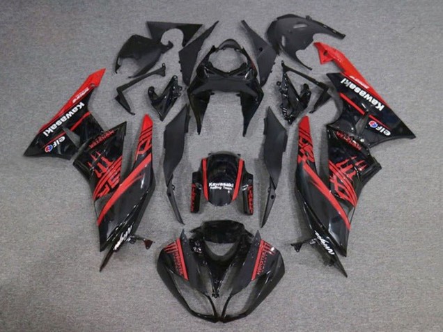 Descuento Carenados Moto Kawasaki ZX6R 2009-2012 - Negro Brillante Rojo Monstruo