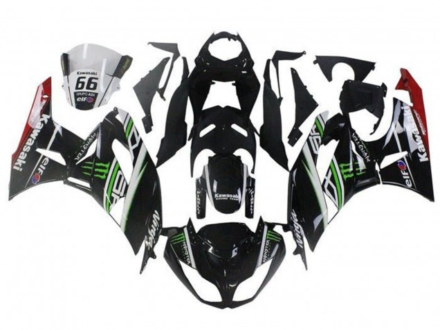 Descuento Carenados Moto Kawasaki ZX6R 2009-2012 - Negro Brillante Blanco Verde Rojo Elf Monstruo