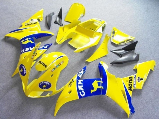 Descuento Carenados Moto Yamaha YZF R6 2003-2004 - Amarillo Azul Camello Motul