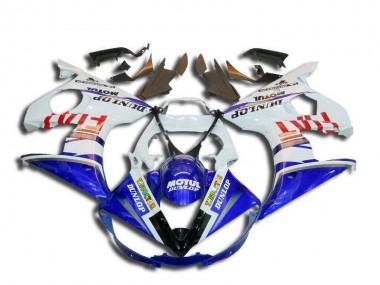 Descuento Carenados Moto Yamaha YZF R6 2003-2004 - Blanco Azul Rojo Fiat Motul Dunlop Michelin