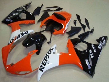 Descuento Carenado Moto Yamaha YZF R6 2003-2004 - Naranja Blanco Negro Brillante Repsol