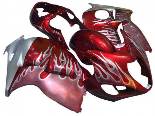 Descuento Carenados Moto Suzuki GSXR 1300 Hayabusa 1996-2007 - Rojo Plata Llama