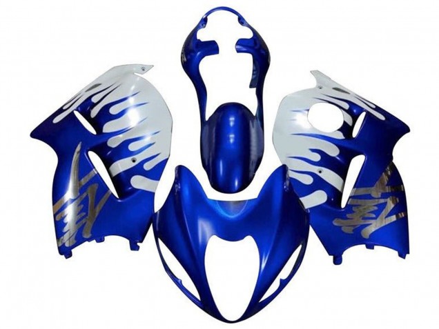 Descuento Carenados Moto Suzuki GSXR 1300 Hayabusa 1996-2007 - Blanco Azul Chrome Llama