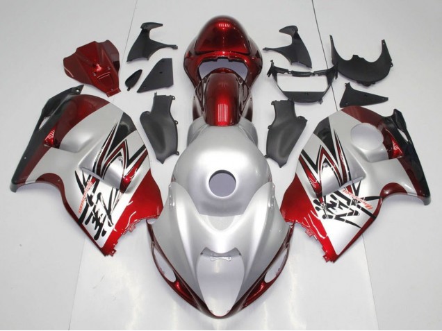 Descuento Carenados Moto Suzuki GSXR 1300 Hayabusa 1996-2007 - Plata Rojo Caramelo Negro