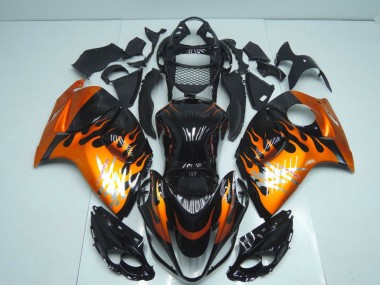 Descuento Carenados Moto Suzuki GSXR 1300 Hayabusa 2008-2020 - Negro Brillante Naranja Llama