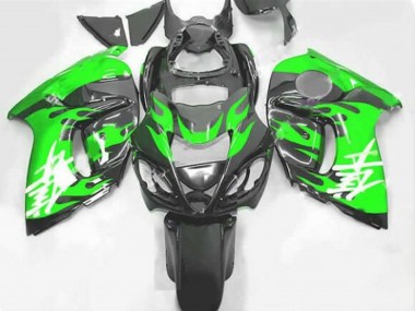 Descuento Carenados Moto Suzuki GSXR 1300 Hayabusa 2008-2020 - Negro Verde Llama