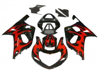Descuento Carenados Moto Suzuki GSXR1000 2000-2002 - Negro Brillante Rojo Tribal