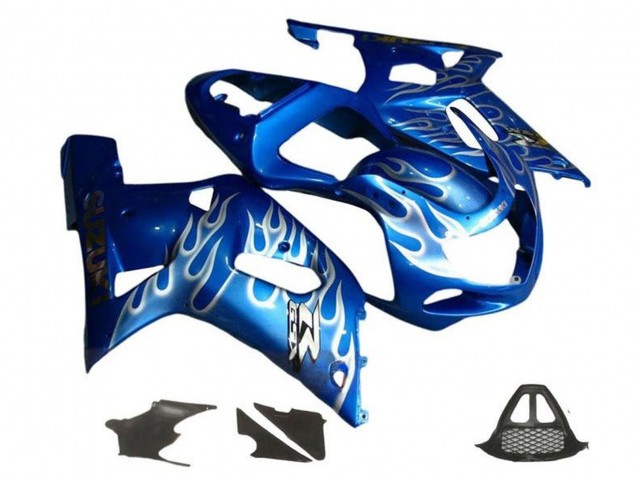 Descuento Carenados Moto Suzuki GSXR1000 2000-2002 - Azul Blanco Llama