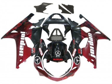 Descuento Carenados Moto Suzuki GSXR1000 2000-2002 - Negro Brillante Rojo Oscuro Jordan