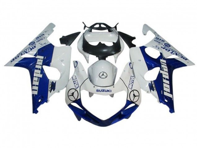 Descuento Carenados Moto Suzuki GSXR1000 2000-2002 - Blanco Azul Jordan Dunlop