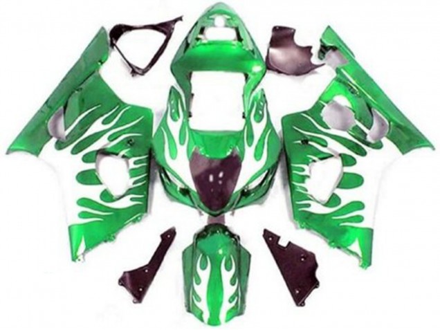 Descuento Carenados Moto Suzuki GSXR 1000 2003-2004 - Verde Blanco Llama