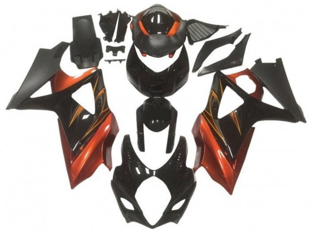 Descuento Carenados Moto Suzuki GSXR 1000 2005-2006 - Negro Brillante Negro Mate Naranja