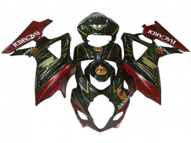Descuento Carenados Moto Suzuki GSXR 1000 2005-2006 - Negro Rojo Oro BACARDI