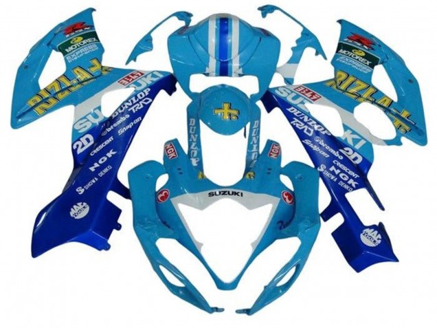 Descuento Carenados Moto Suzuki GSXR 1000 2005-2006 - Azul Blanco Raya Rizla