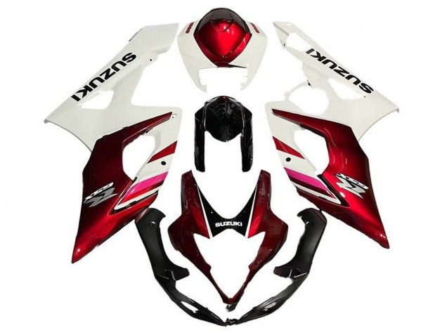 Descuento Carenados Moto Suzuki GSXR 1000 2005-2006 - Blanco Rojo Caramelo Negro