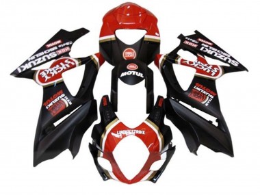 Descuento Carenados Moto Suzuki GSXR 1000 2005-2006 - Negro Mate Rojo Lucky Strike